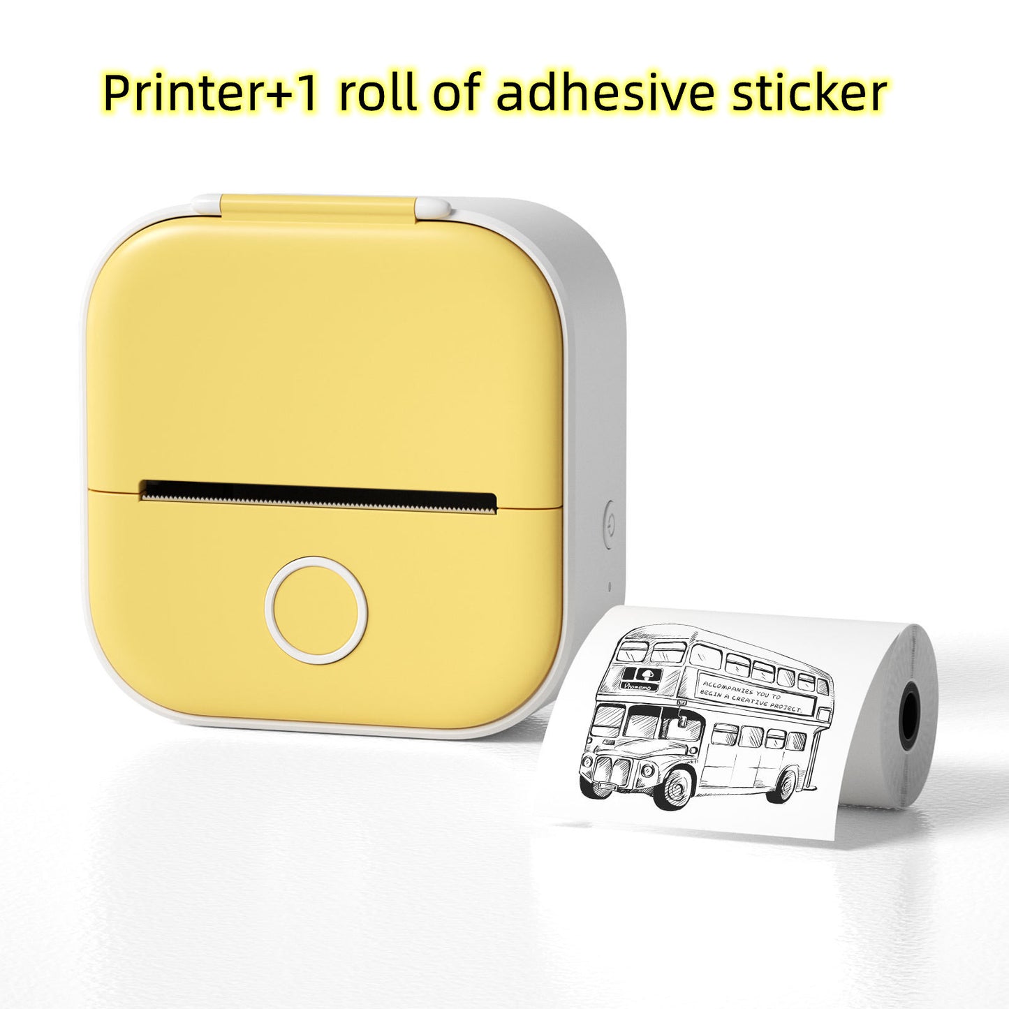 Portable Mini Thermal Label Printer with roll of adhesive sticker.